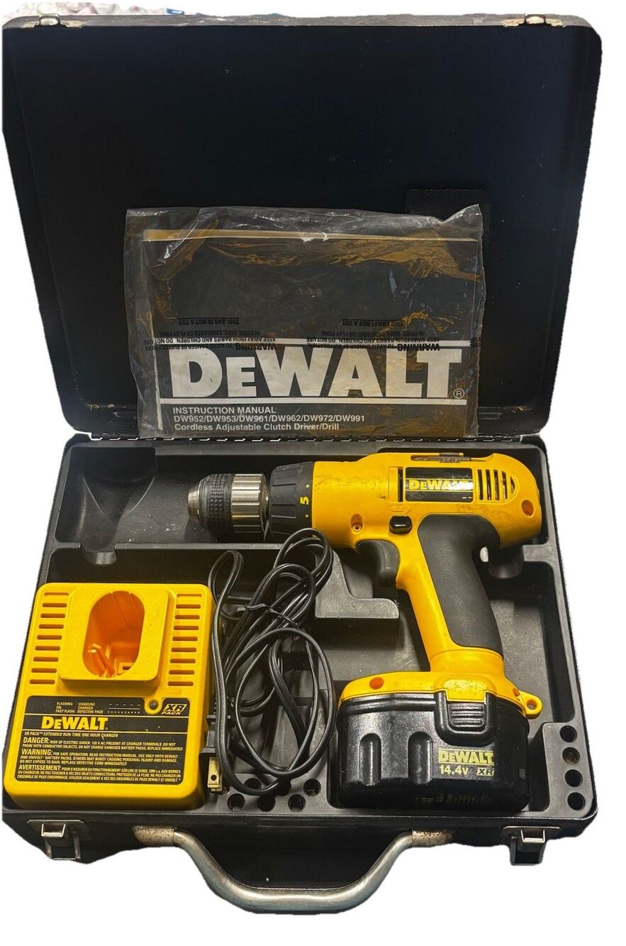 Vintage 1990s DeWALT DW991 XR Pack Collector’s Drill Set w/ Metal Case & Manual